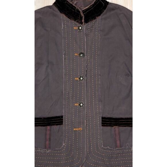 Johnny Was Sz S Embellished Military Jacket Brown - Missing One Button - Picture 9 of 15